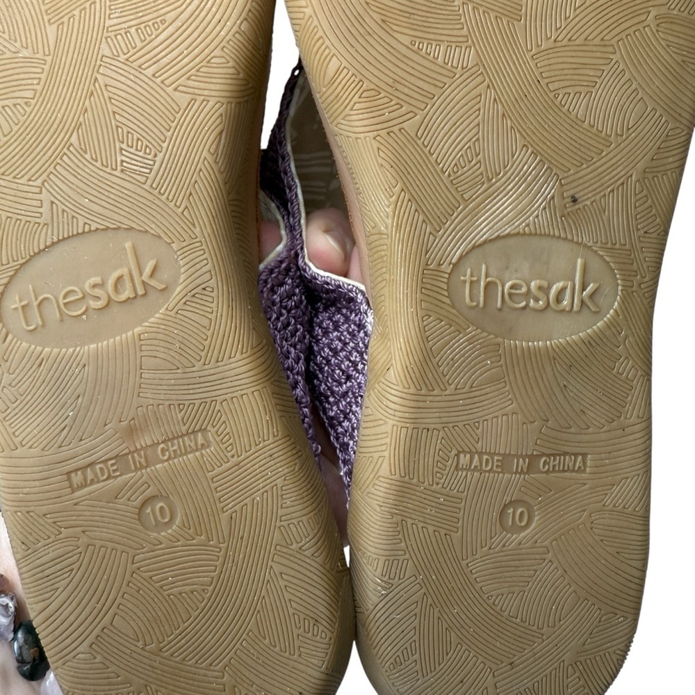 The Sak Crochet Beaded Sandals Flip Flop Multicolored Wood Women's Size 10 Shana - Picture 5 of 6